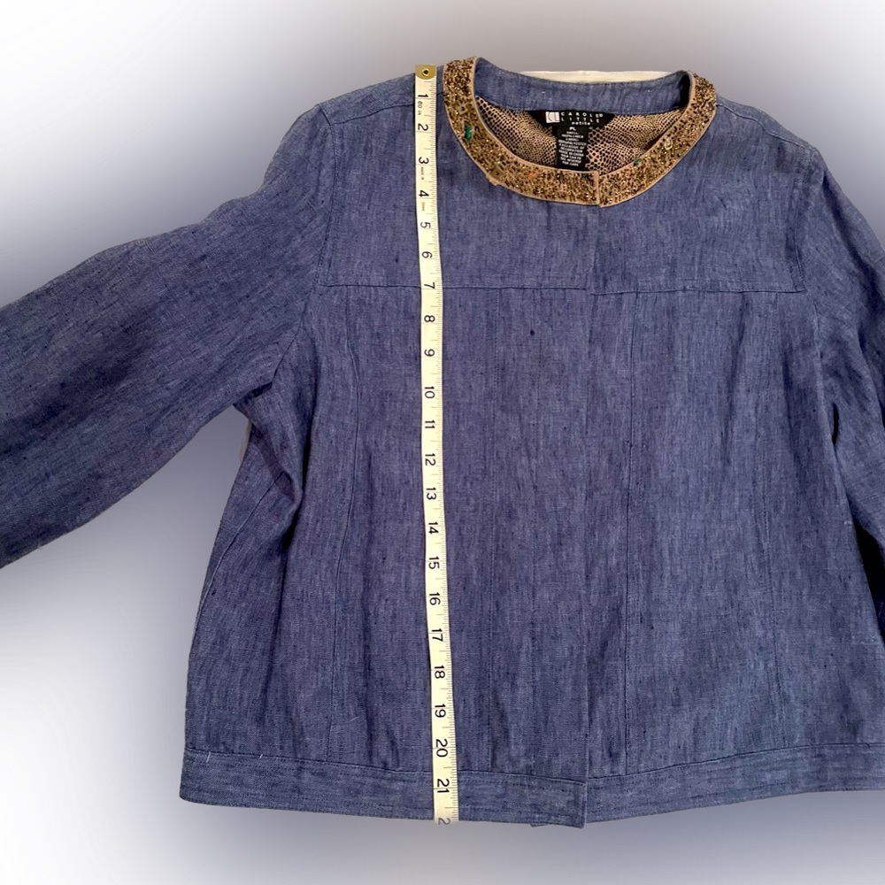 Beaded Linen Denim Jacket - Picture 5 of 8